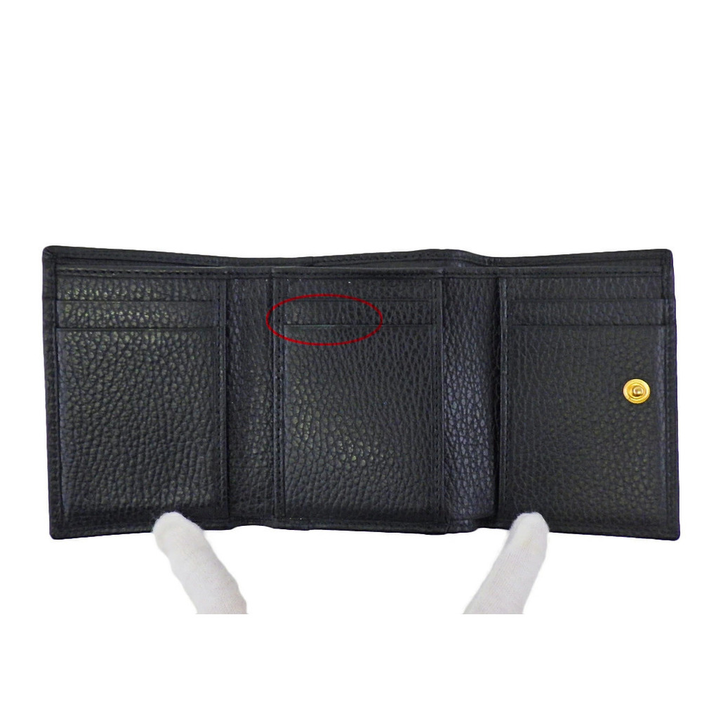 GUCCI GG Marmont Wallet Tri fold Leather Black Gold - Picture 6 of 6